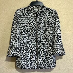 Zenergy by Chico’s - 3/4 Sleeve Black & White Full Zip Jacket - Size 1 (M/8)